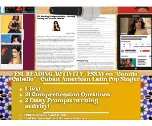 ESL Reading Comprehension + Essay - Camila Cabello - Latin Pop Singer