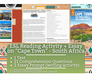 ESL Reading Comprehension + Essay - Cape Town - South Africa