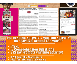 ESL Reading Comprehension + Essay - Carnival around the World