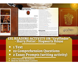 ESL Reading Comprehension + Essay - Gryffindor - Harry Potter