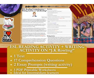 ESL Reading Comprehension + Essay - J.K Rowling - Harry Potter