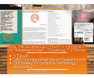ESL Reading Comprehension + Essay - MasterChef - Cooking TV Show