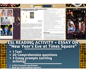 ESL Reading Comprehension + Essay - New Year's Eve at Times Square