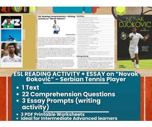 ESL Reading Comprehension + Essay - Novak Đoković - Tennis Player