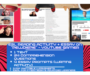 ESL Reading Comprehension + Essay - PewDiePie - Youtube Gamer