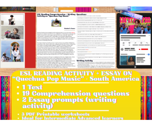 ESL Reading Comprehension + Essay - Quechua Pop Music - South America