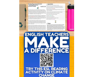 ESL Reading Comprehension + Essay Worksheet on Climate Change
