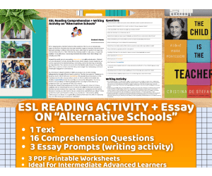 ESL Reading Comprehension + Writing Activity - Alternative Schools