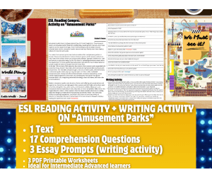 ESL Reading Comprehension + Writing Activity - Amusement Parks