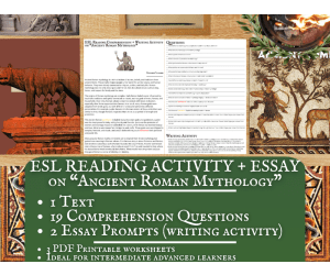 ESL Reading Comprehension + Writing Activity - Ancient Roman Mythology
