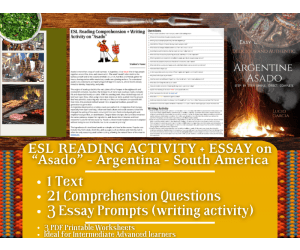ESL Reading Comprehension + Writing Activity - Asado - Argentina