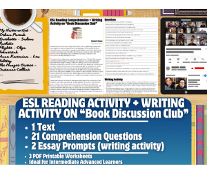 ESL Reading Comprehension + Writing Activity - Book Discussion Club