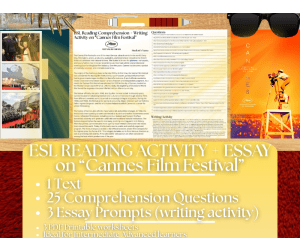 ESL Reading Comprehension + Writing Activity - Cannes Film Festival