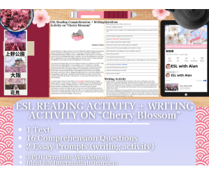ESL Reading Comprehension + Writing Activity - Cherry Blossom - Hanami