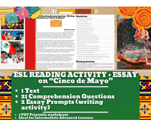 ESL Reading Comprehension + Writing Activity - Cinco de Mayo