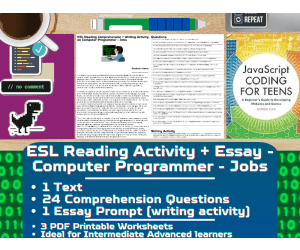 ESL Reading Comprehension + Writing Activity - Computer Programmer