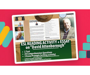 ESL Reading Comprehension + Writing Activity - David Attenborough