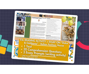 ESL Reading Comprehension + Writing Activity - Dolce and Gabbana