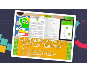 ESL Reading Comprehension + Writing Activity - Duolingo - App