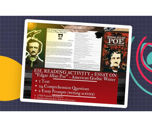 ESL Reading Comprehension + Writing Activity - Edgar Allan Poe