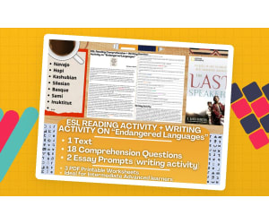 ESL Reading Comprehension + Writing Activity - Endangered Languages