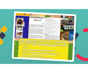 ESL Reading Comprehension + Writing Activity - Endangered Species