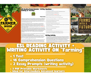 ESL Reading Comprehension + Writing Activity - Farming + Agriculture