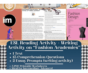 ESL Reading Comprehension + Writing Activity - Fashion Academies