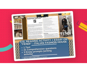 ESL Reading Comprehension + Writing Activity - Fendi - Fashion House