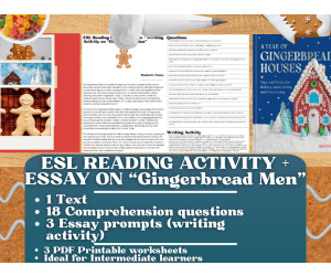 ESL Reading Comprehension + Writing Activity - Gingerbread Men
