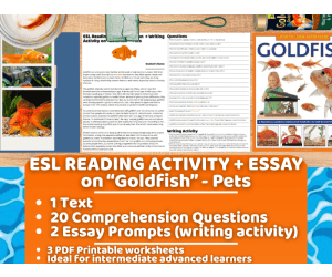 ESL Reading Comprehension + Writing Activity - Goldfish - Pets