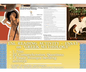 ESL Reading Comprehension + Writing Activity - Greek Mythology