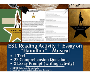 ESL Reading Comprehension + Writing Activity - Hamilton - Musical