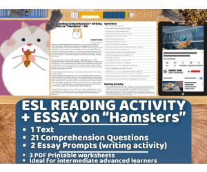 ESL Reading Comprehension + Writing Activity - Hamster - Pets