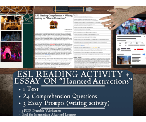 ESL Reading Comprehension + Writing Activity - Haunted Attractions