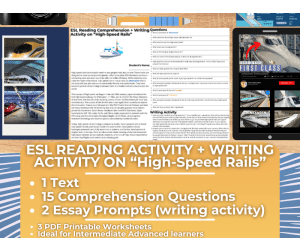 ESL Reading Comprehension + Writing Activity - High-Speed Rails