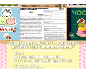 ESL Reading Comprehension + Writing Activity - Japanese Mochi