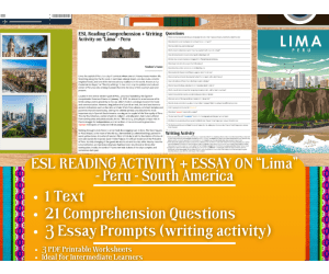 ESL Reading Comprehension + Writing Activity - Lima - Peru