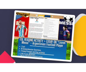 ESL Reading Comprehension + Writing Activity - Lionel Messi - Football