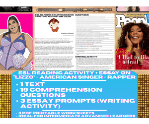 ESL Reading Comprehension + Writing Activity - Lizzo