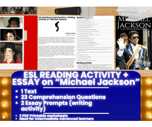 ESL Reading Comprehension + Writing Activity - Michael Jackson