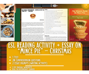 ESL Reading Comprehension + Writing Activity - Mince Pie - Christmas