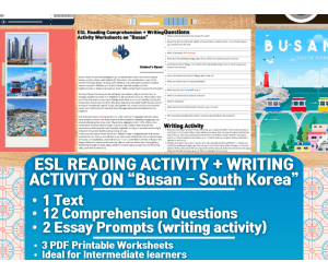 ESL Reading Comprehension + Writing Activity on "Busan" - South Korea