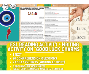 ESL Reading Comprehension + Writing Activity on "Good Luck Charms"