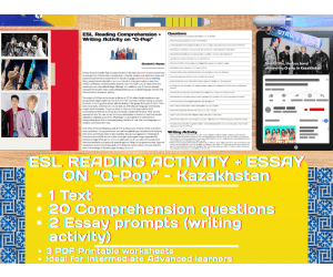 ESL Reading Comprehension + Writing Activity on Q-Pop - Kazakhstan