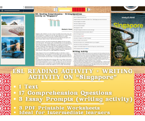ESL Reading Comprehension + Writing Activity on "Singapore" - Asia