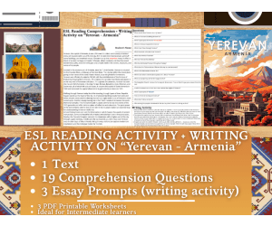 ESL Reading Comprehension + Writing Activity on "Yerevan" - Armenia
