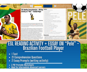 ESL Reading Comprehension + Writing Activity - Pelé - Football