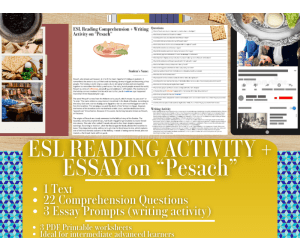 ESL Reading Comprehension + Writing Activity - Pesach - Judaism