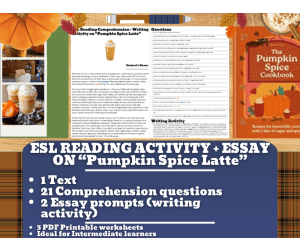 ESL Reading Comprehension + Writing Activity - Pumpkin Spice Latte